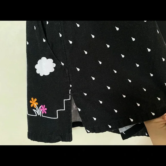 Sanrio Hello Kitty Women’s Black Polka Dot Pockets 100% Cotton Top Blouse XS - Picture 4 of 7